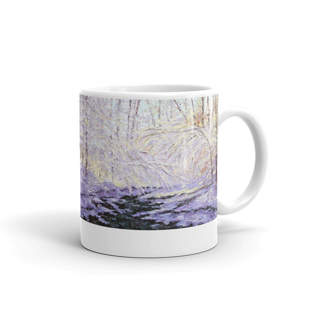 forest mug, winter snow forest, ceramic mug, coffee mug, tea mug, Brown County